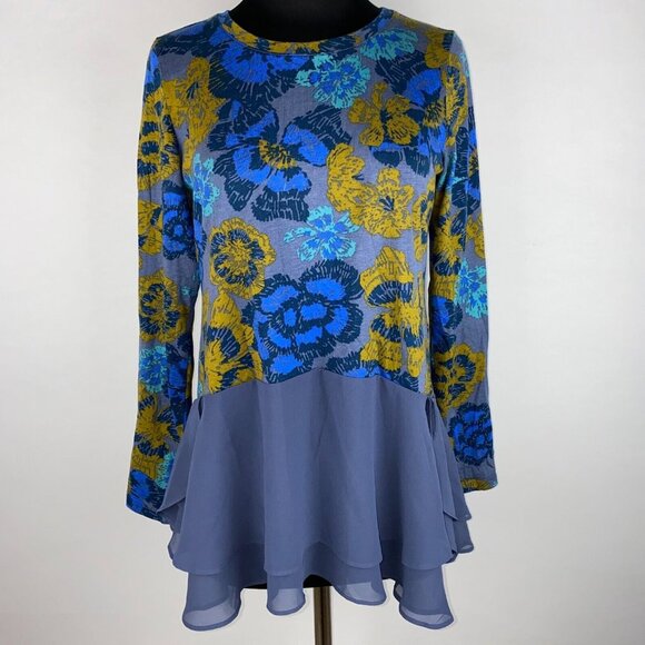 LOGO By Lori Goldstein Womens US XS Floral Cotton Modal Woven Chiffon Tunic Top - Picture 2 of 16